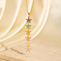 Exquisite Long Necklace With Colorful Zirconia And Elegant Tassels