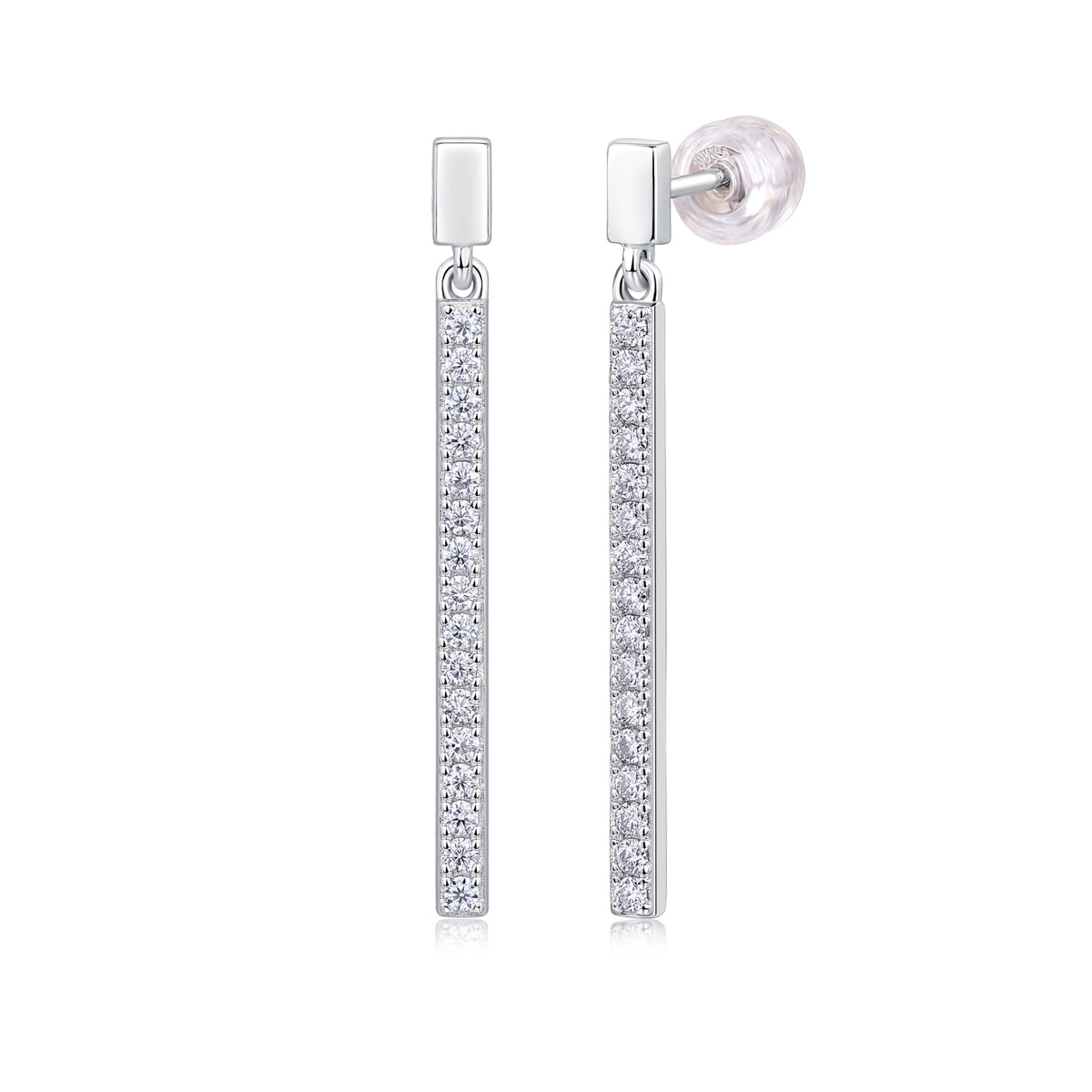 Dynamic - Earrings Set With Top-quality Moissanite S925, Silver And Platinum-plated Stud Earrings, A Fashionable And Trendy Accessory That Can Be Tested With A Diamond Pen