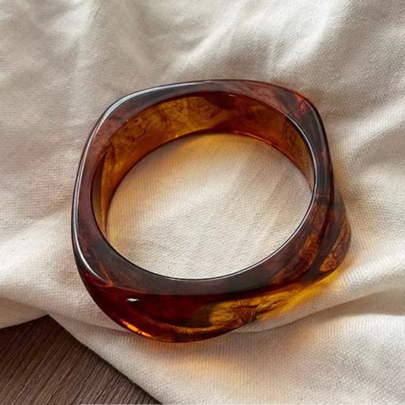 Irregular Acrylic Wide-Edge Bracelet For Women