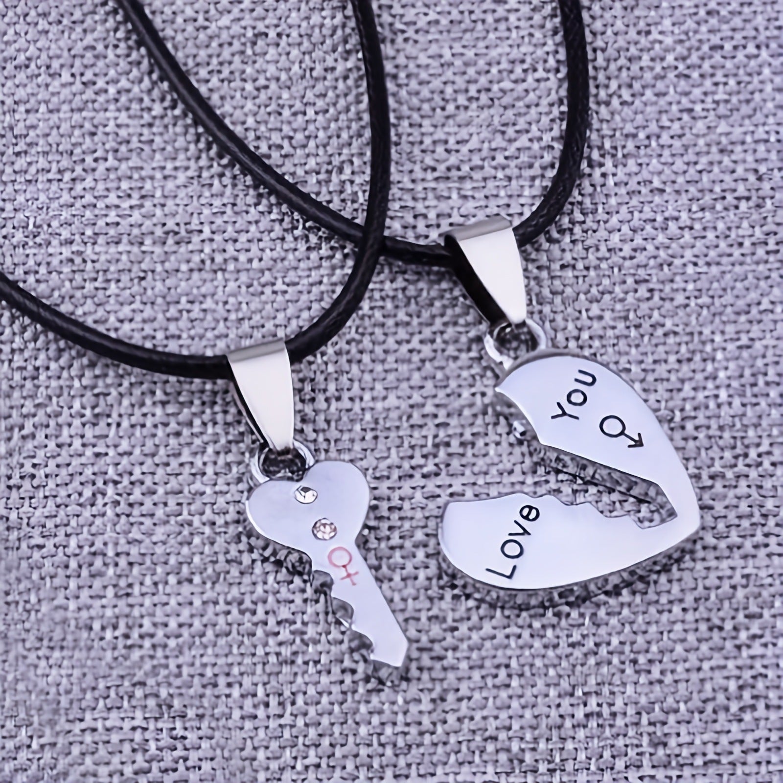 Creative Heart-Shaped Key Lock Couple Necklace