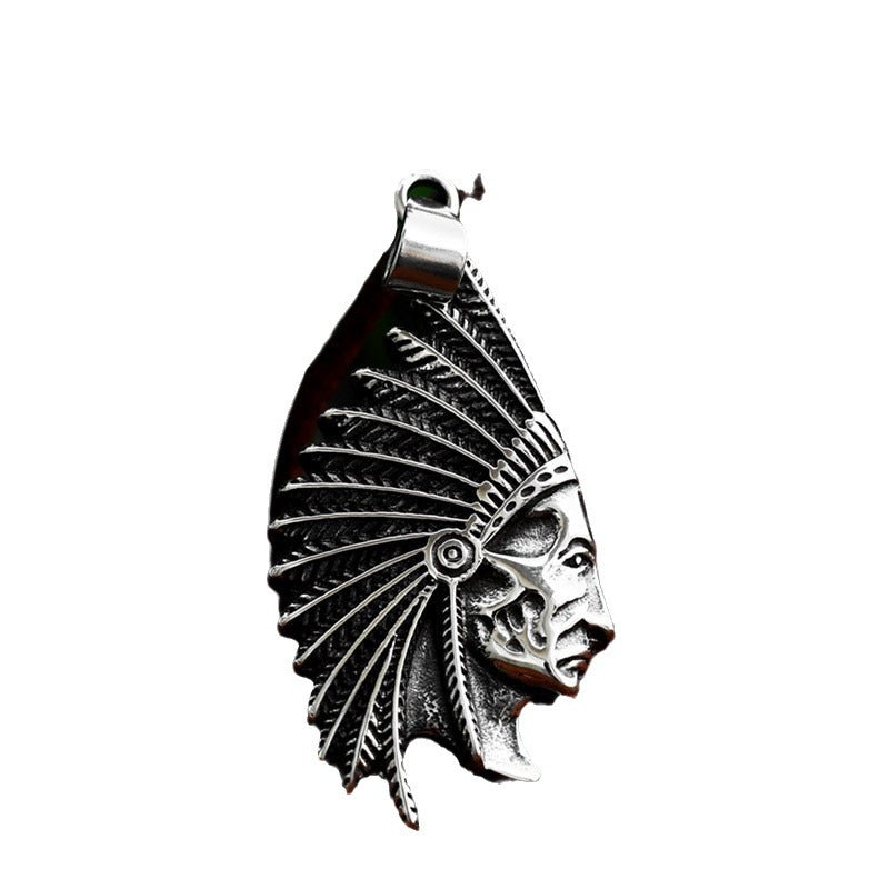 Cast Titanium Steel Indian Pendant Stainless Steel Vintage Punk Style