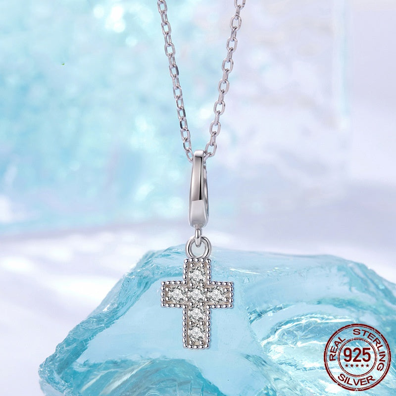 Shining Cross Pendant S925 Sterling Silver Beads