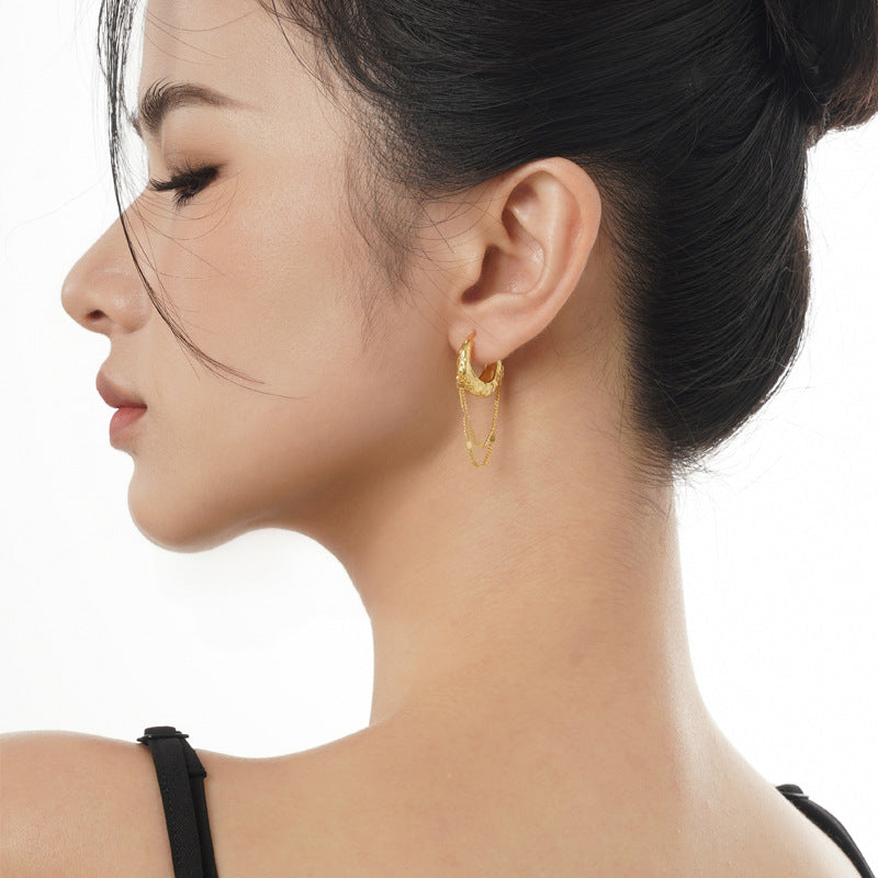 S925 Sterling Silver Irregular Lava Texture Earrings