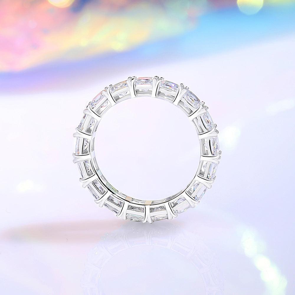 Square Pave Diamond Ring For Women Made Of 925 Sterling Silver