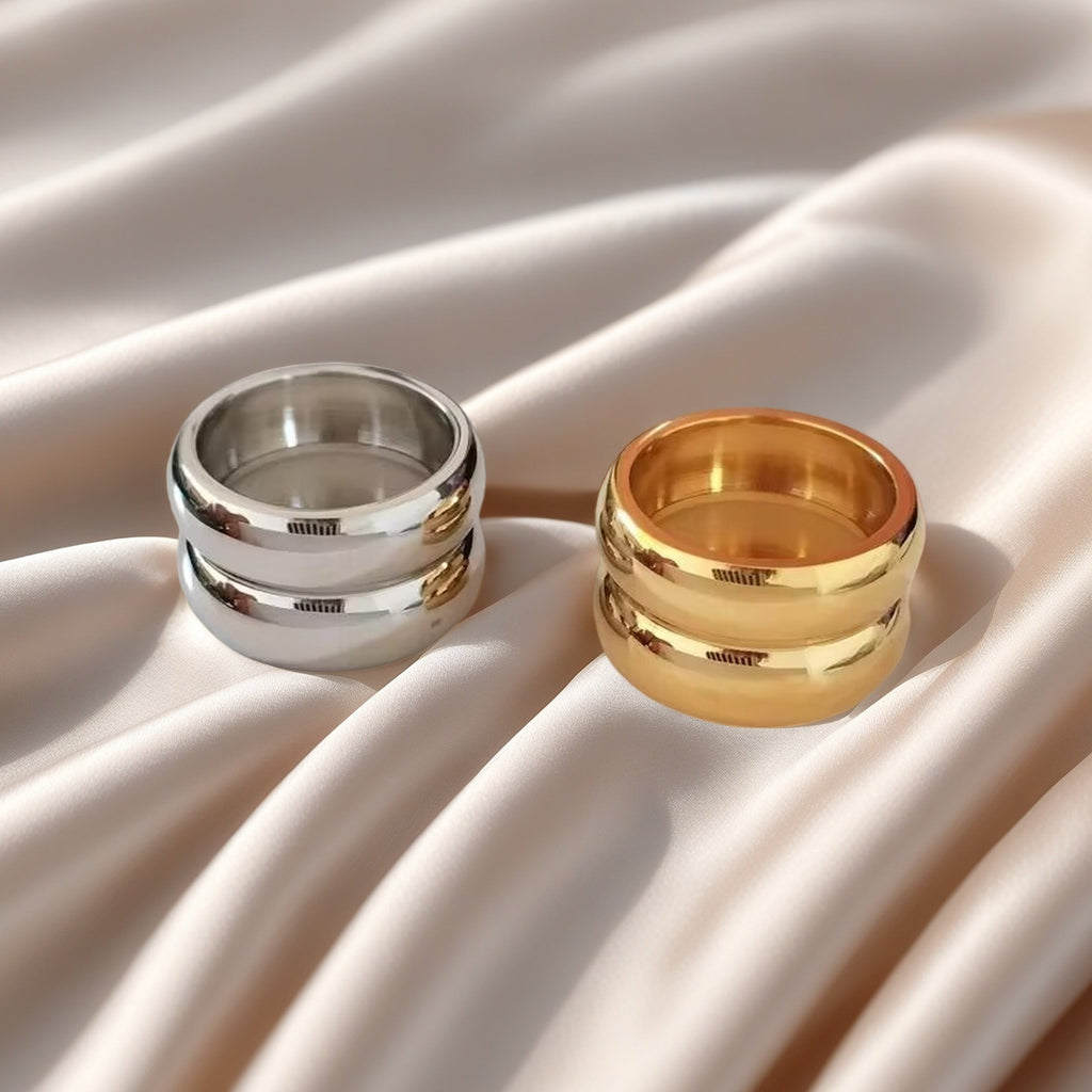 Stylish Titanium Steel Ring For Women Double-Layer Minimalist Plain Band