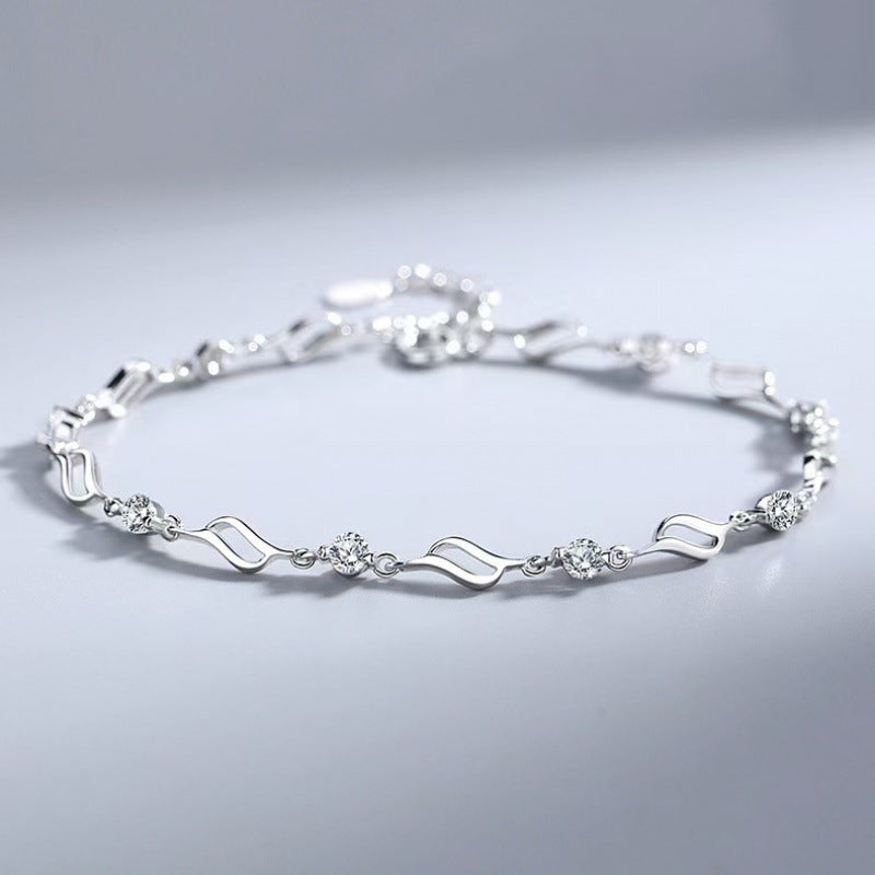 Wave Crystal Love Womens Bracelet Blue Diamond High-End Bracelet