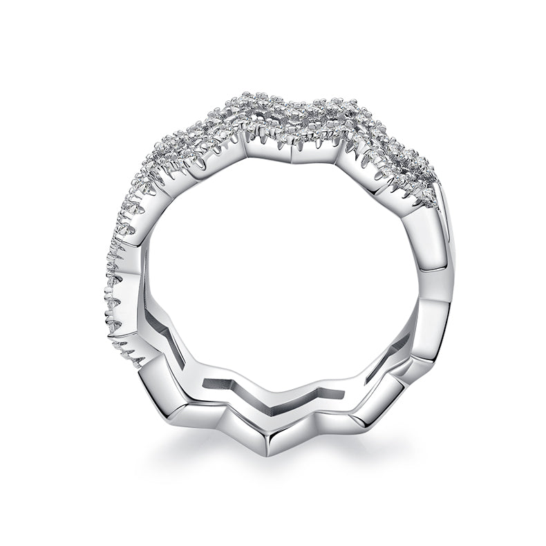 Diamond Shine - Set With Top-quality Moissanite S925, Silver And Platinum-plated Diamond Wedding Ring. The Ring Can Be Inspected With A Diamond Pen