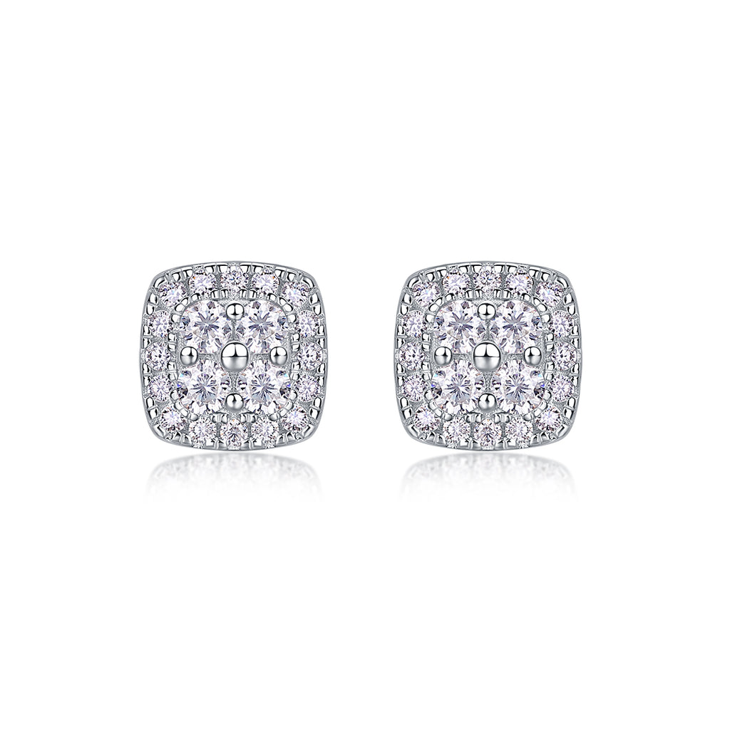 Fog Sea - Earrings Set With Top-quality Moissanite S925 Silver And Platinum-plated Stud Earrings, A Fashionable And Trendy Accessory, Can Be Tested With A Diamond Pen