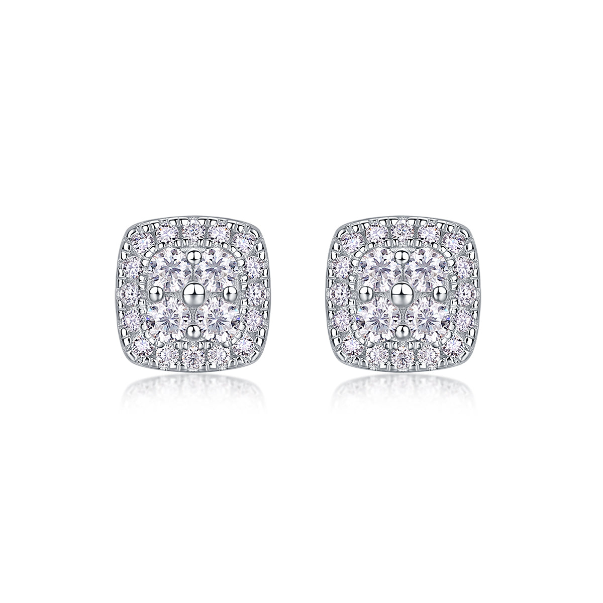 Fog Sea - Earrings Set With Top-quality Moissanite S925 Silver And Platinum-plated Stud Earrings, A Fashionable And Trendy Accessory, Can Be Tested With A Diamond Pen