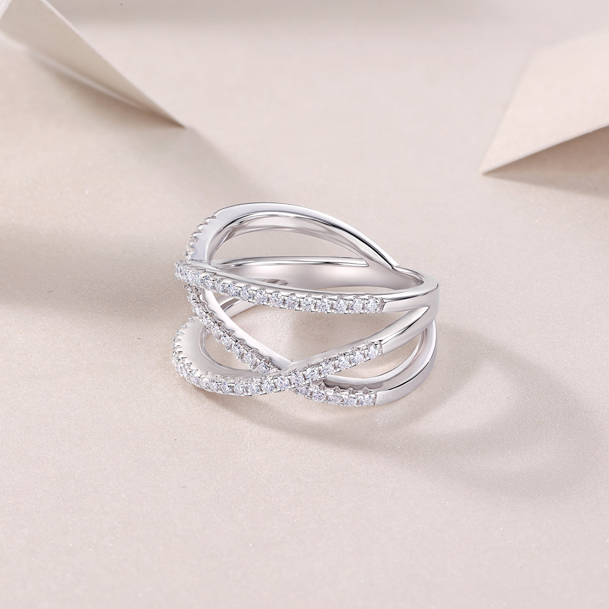 Fate Cross - A Wedding Ring Set With Top-quality Moissanite S925 Silver And Platinum-plated Diamond Can Be Tested With A Diamond Pen