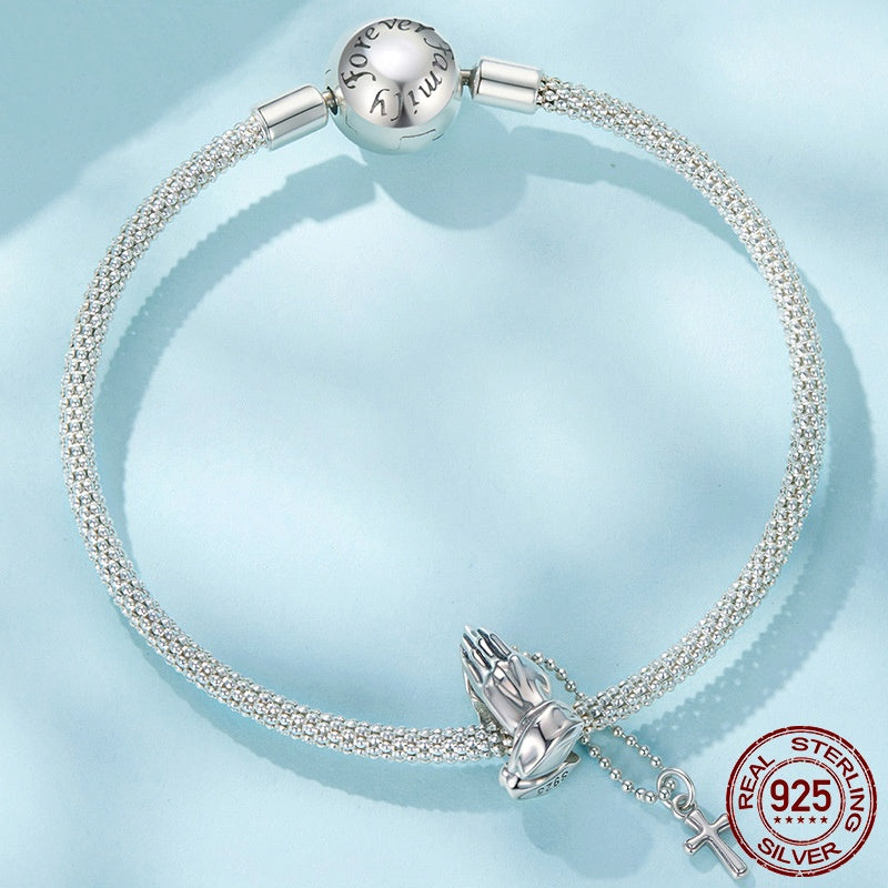 Chain Cross Diy Beaded S925 Sterling Silver String Ornament