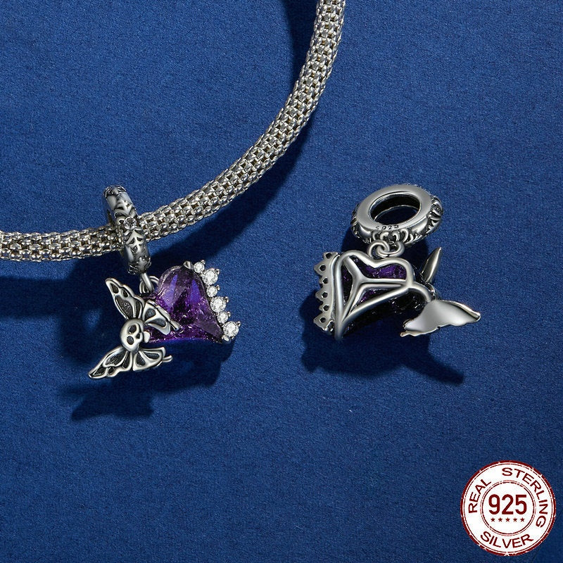 Dark Skull Butterfly Diy Pendant Parts S925 Silver Beaded