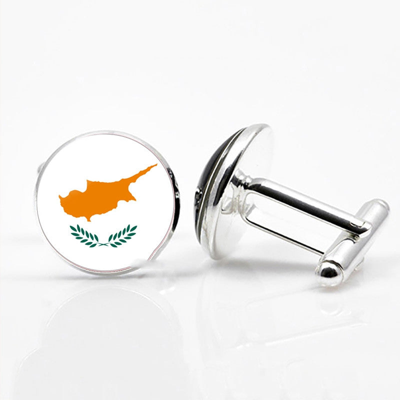 National Flags of The World Series Time Gem Cufflinks Jewelry