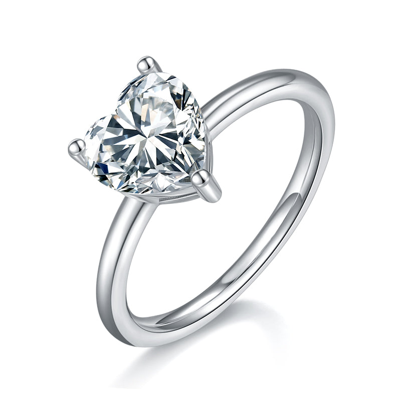 Heart-shaped Moissanite Set With Top-quality Moissanite Luxury And Fashionable Light Luxury Jewelry Silver Ring S925 Silver-plated Platinum
