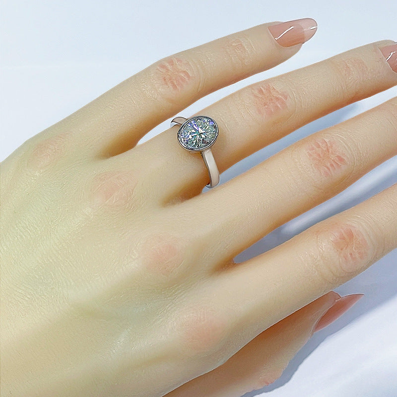 Mozanite And Diamond Ring For Women