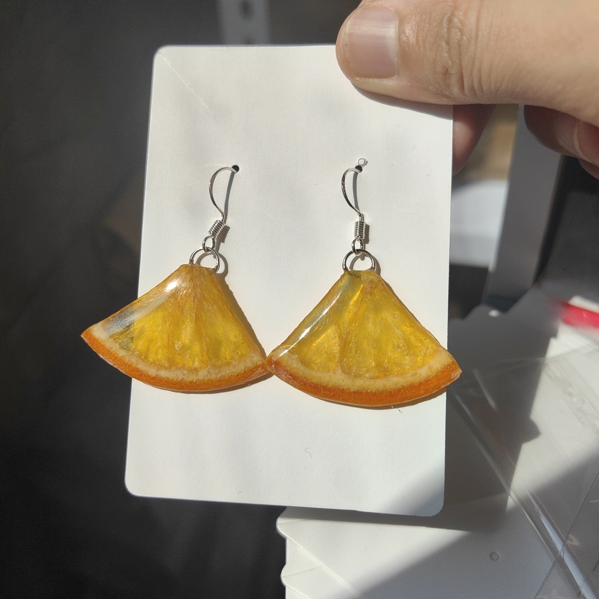 Natural Fruit-Dyed Epoxy Resin Handmade Creative Earrings For Women