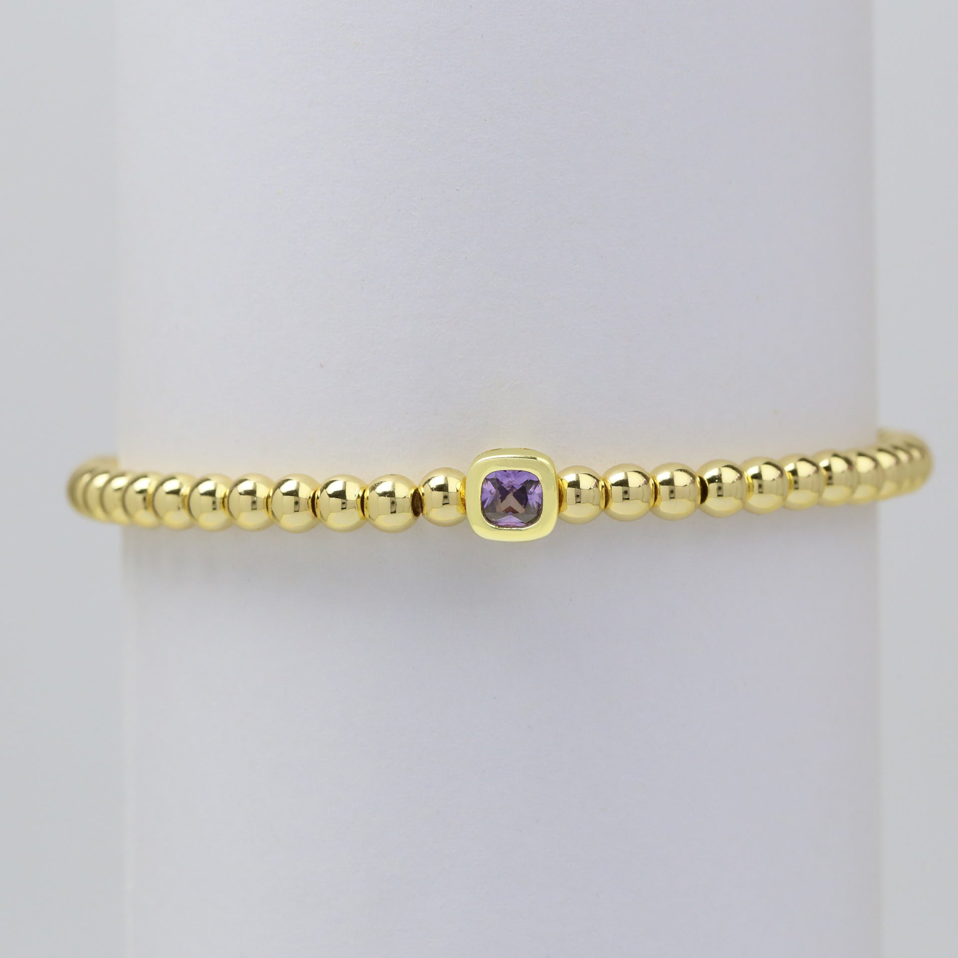 December Square Birthstone Bracelet In Brass