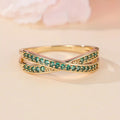 Trendy Minimalist Green Ring Set With Full Diamonds