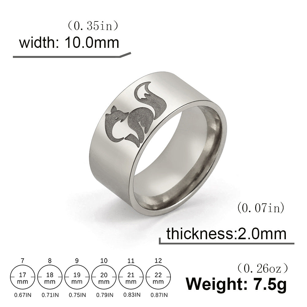 10mm-wide Stainless Steel Squirrel Men's Titanium Ring
