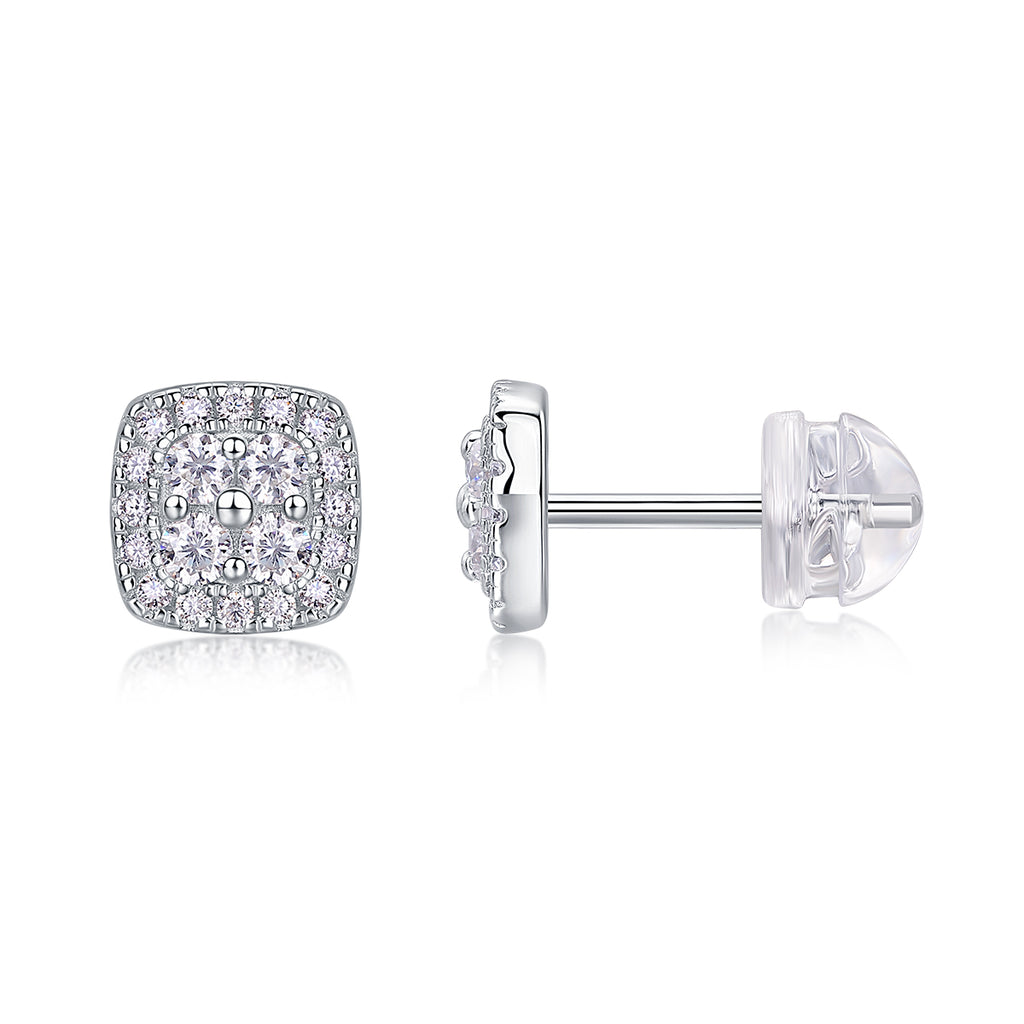 Fog Sea - Earrings Set With Top-quality Moissanite S925 Silver And Platinum-plated Stud Earrings, A Fashionable And Trendy Accessory, Can Be Tested With A Diamond Pen