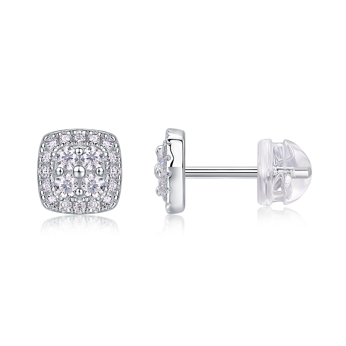 Fog Sea - Earrings Set With Top-quality Moissanite S925 Silver And Platinum-plated Stud Earrings, A Fashionable And Trendy Accessory, Can Be Tested With A Diamond Pen