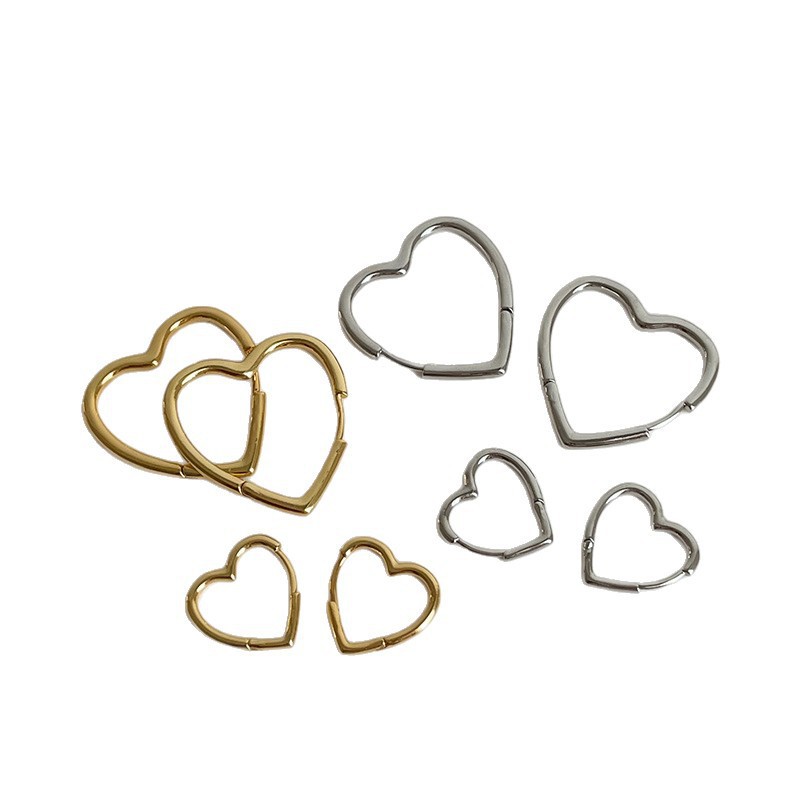 Simple, Versatile Plain Hoop Heart Earrings For Women