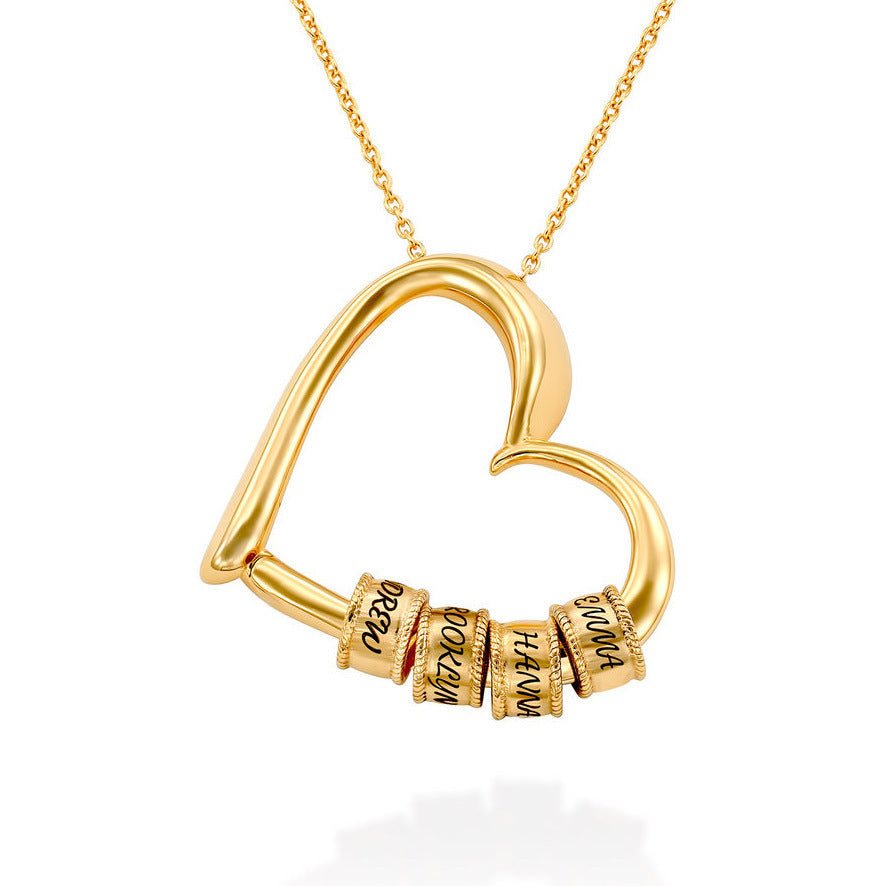 Stainless Steel Copper Love Beaded Diamond Pendant