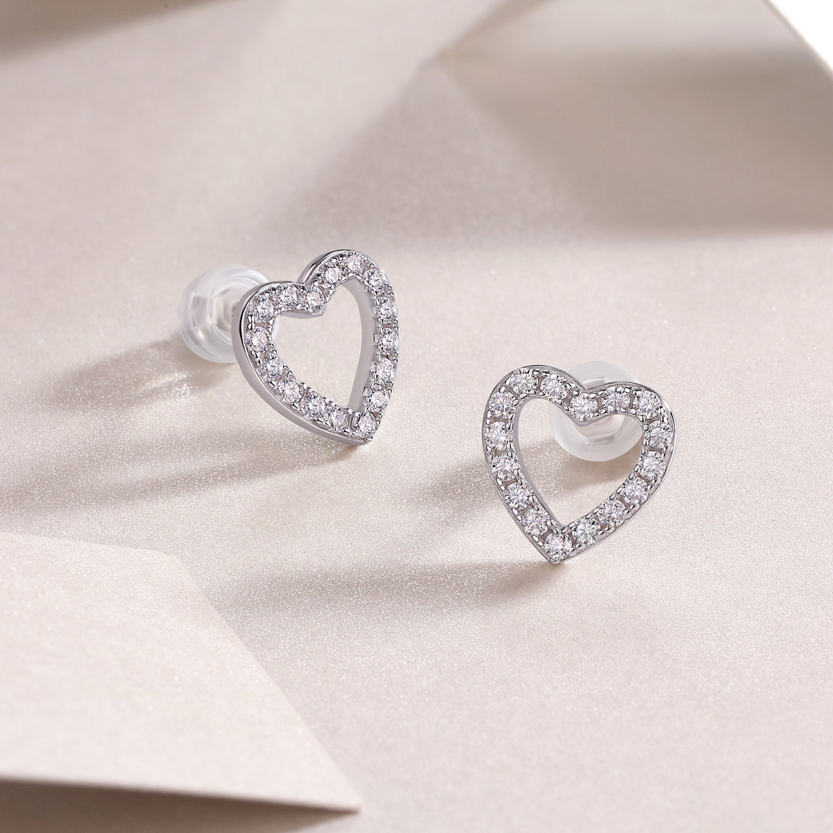 From The Heart - Premium Moissanite Luxury Fashion Light Luxury Jewelry Silver Stud Earrings S925 Silver Plated Platinum
