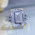 Square Sugar Cube Ring With Simulated Diamonds For Women