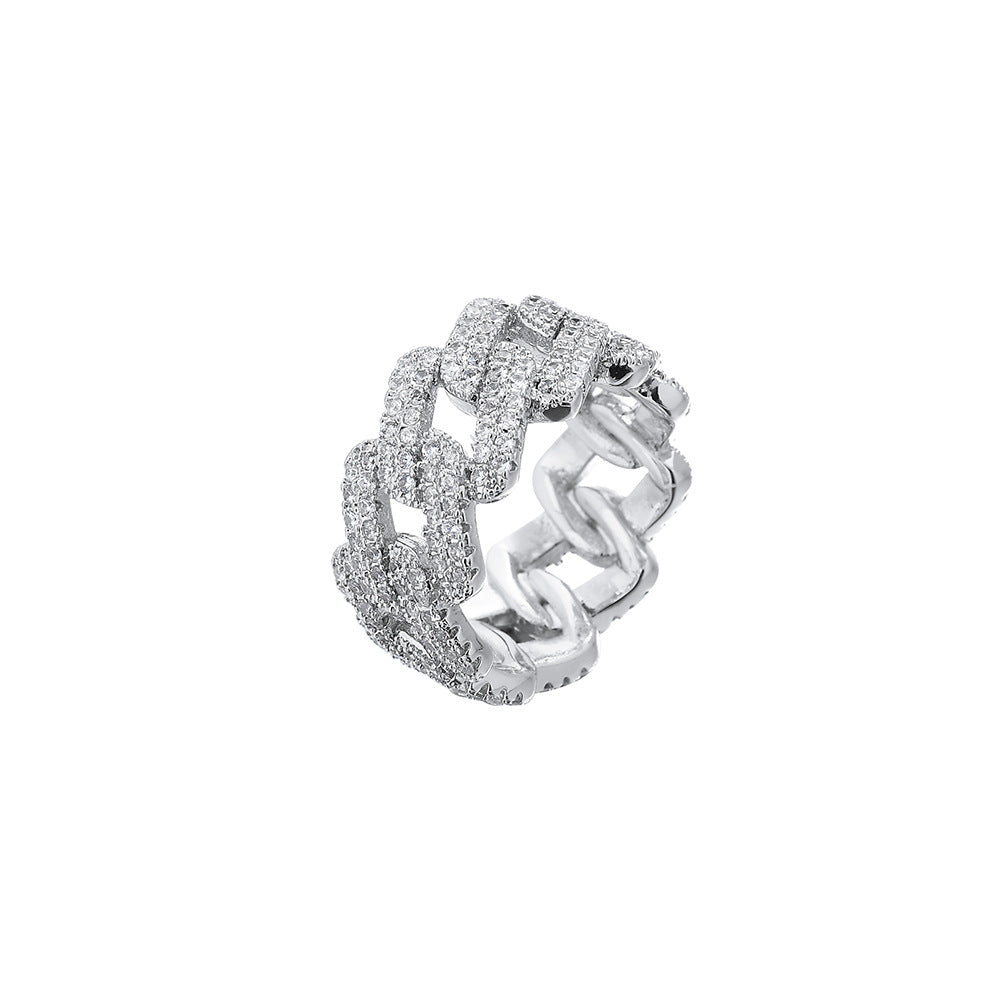 11mm Full-Zirconia Cuban Ring In Zircon