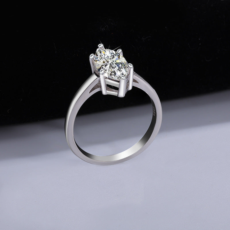 Silver Moissanite Marquise Ring Simple And Stylish