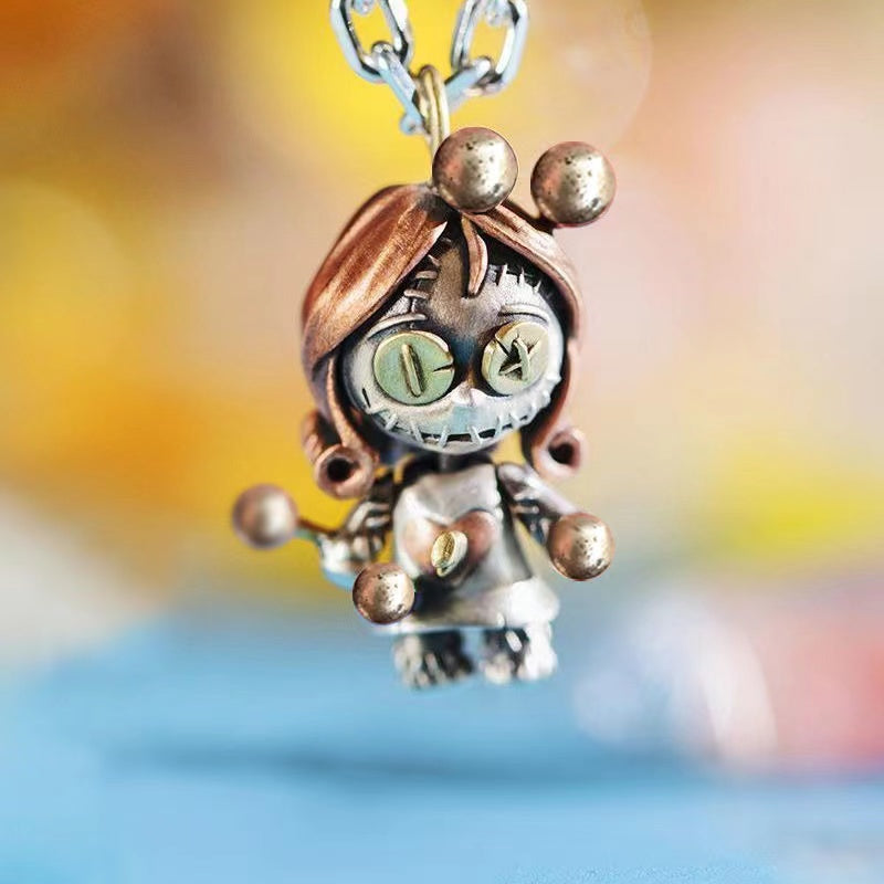 Wudou Doll Silver Necklace Personality Retro