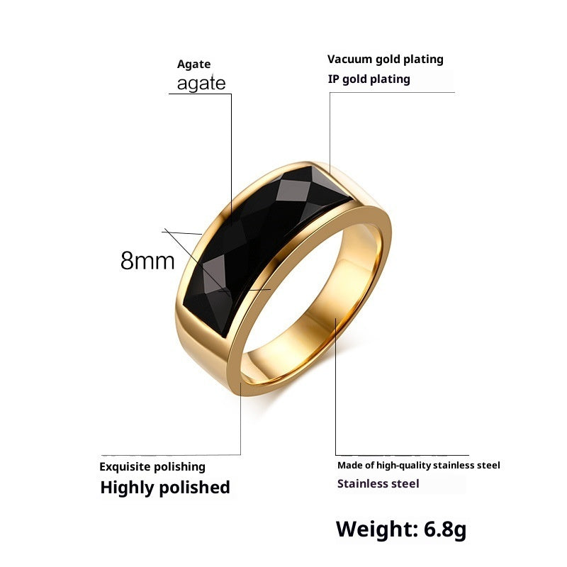 Creative Square Glass Rhinestone Men's Jewelry Ring