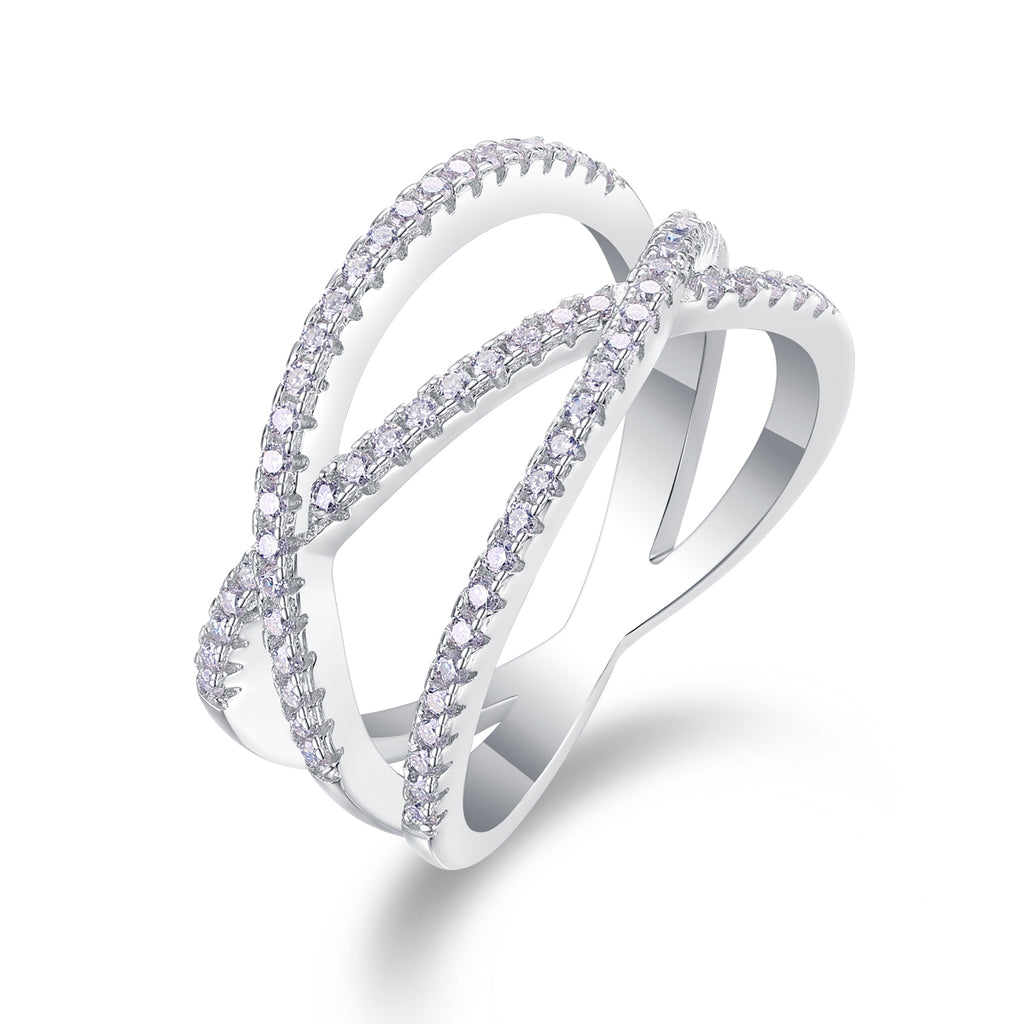 Fate Cross - A Wedding Ring Set With Top-quality Moissanite S925 Silver And Platinum-plated Diamond Can Be Tested With A Diamond Pen