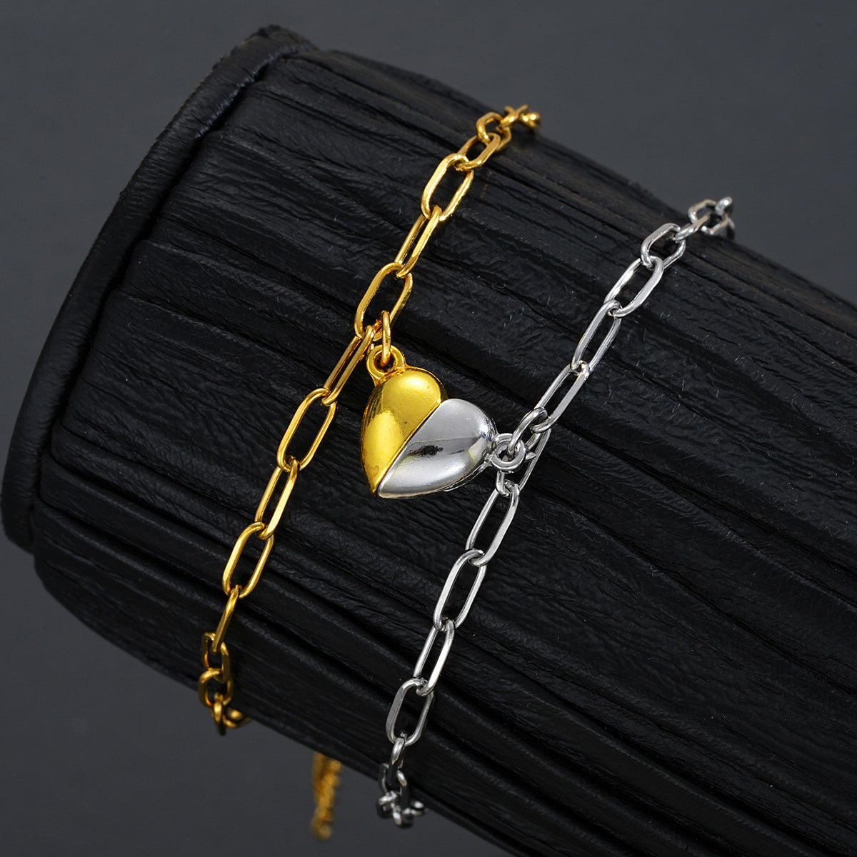 Stainless Steel Heart-Shaped Magnetic Couple Bracelets