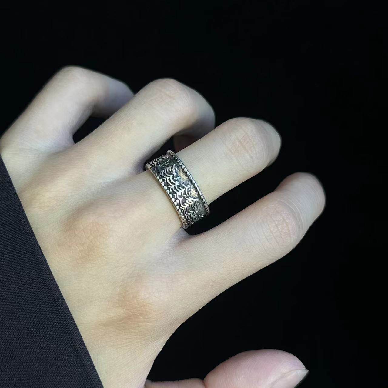 Vintage Vintage Men's Niche Adjustable Ring With An Open Mouth