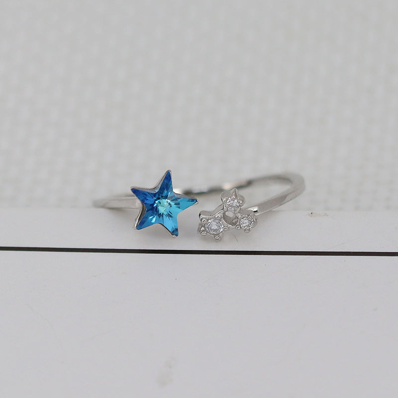 S925 Sparkling Blue Star Index Finger Ring