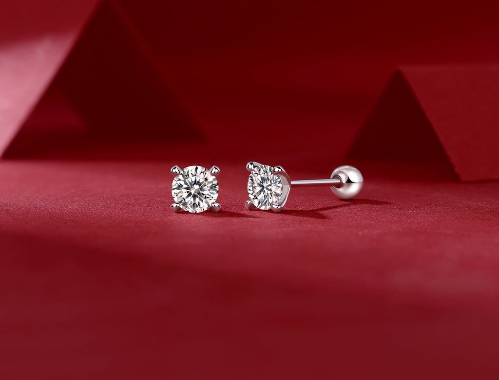 Time Imprint - Earrings Set With 0.5-carat Top-quality Moissanite S925 Silver And Platinum-plated Stud Earrings, A Fashionable And Trendy Accessory, Can Be Tested With A Diamond Pen