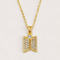 Butterfly-shaped Zircon-inlaid Trendy And Personalized Necklace Pendant Accessory