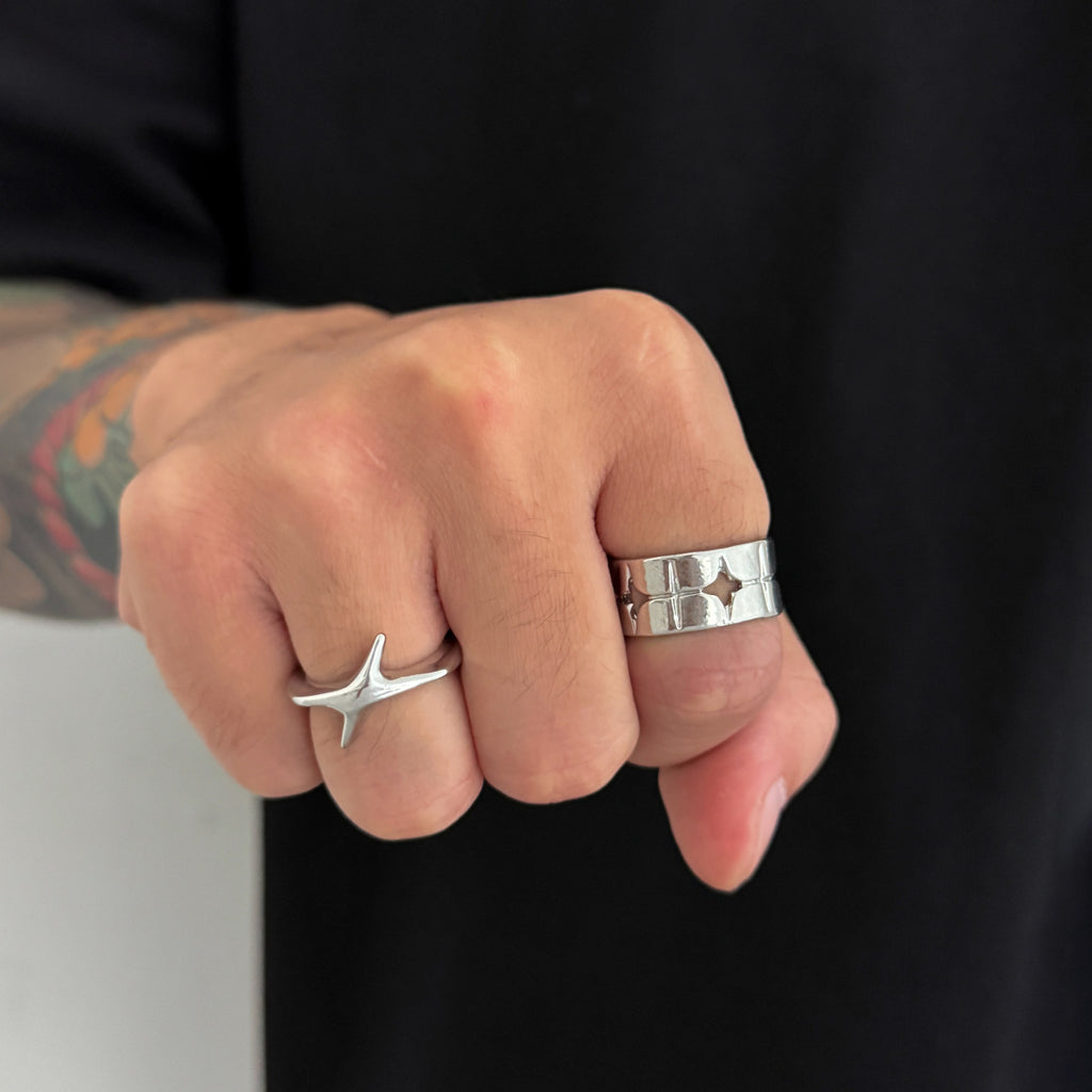 Niche Four-corner Star Ring Rings Male Hip Hop Cool Senior