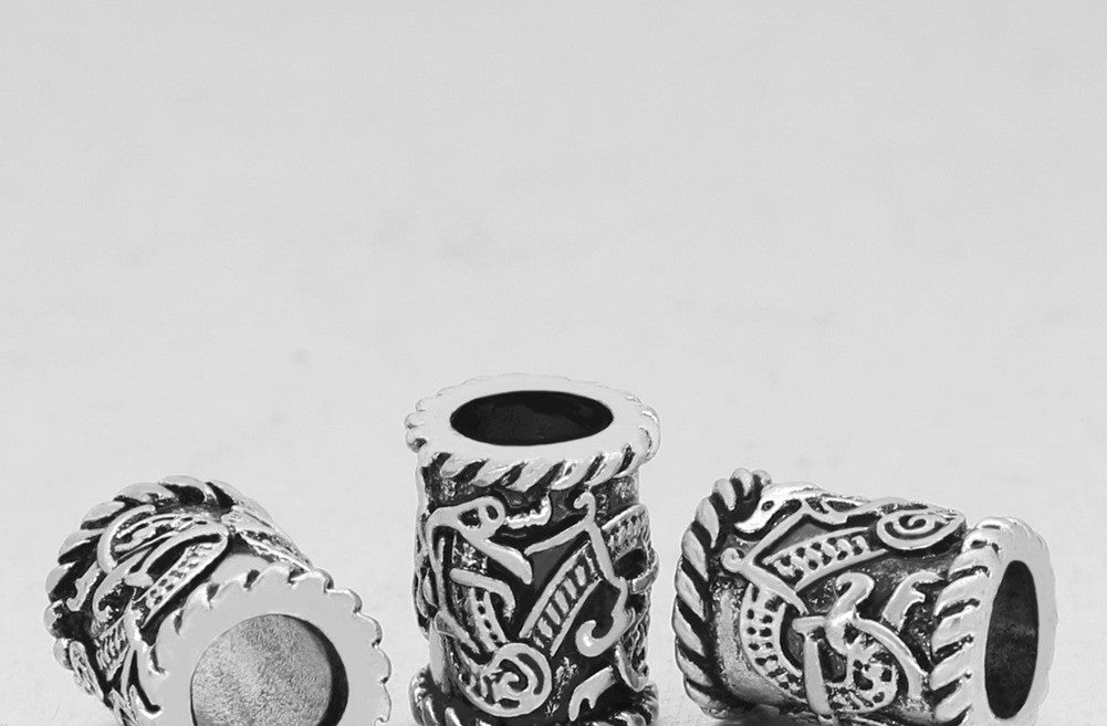 Viking Dragon Vintage Delicate Pattern Engraved Bead Accessory