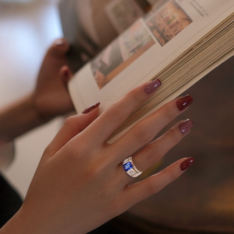 Sapphire Retro Fashion Rose Gold Crystal Alloy Ring