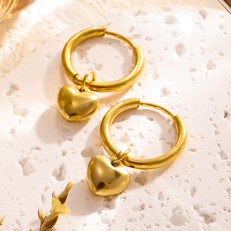 Girls Gold-colored Non-fading Heart Earrings