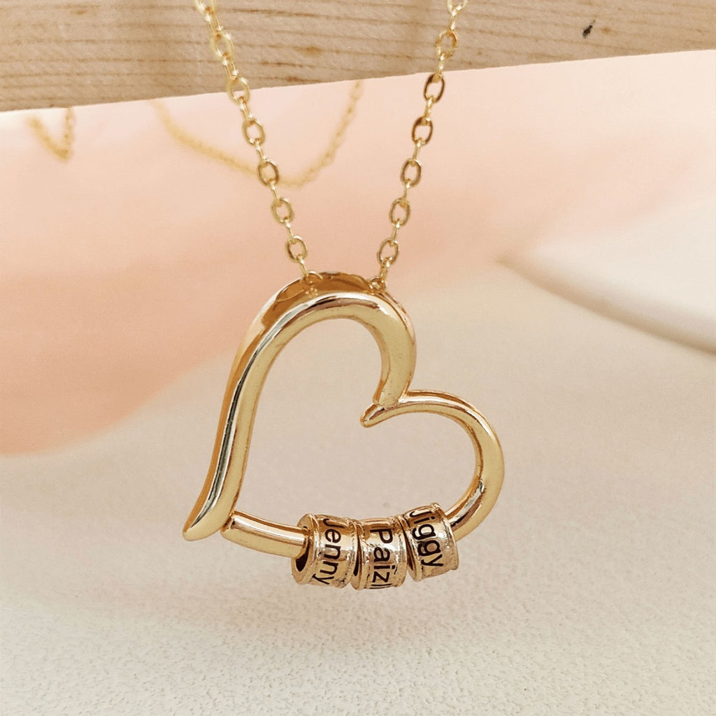 Stainless Steel Copper Love Beaded Diamond Pendant