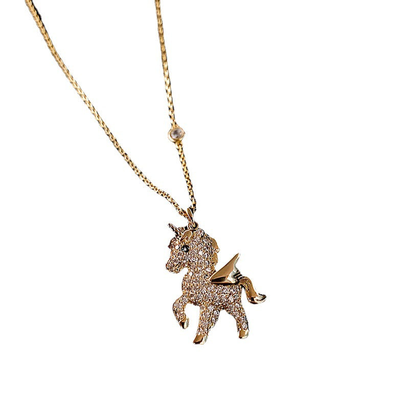 Angel Pony Pendant Necklace And Earrings
