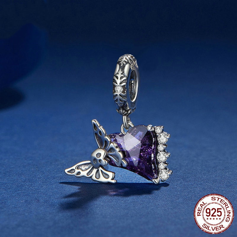 Dark Skull Butterfly Diy Pendant Parts S925 Silver Beaded