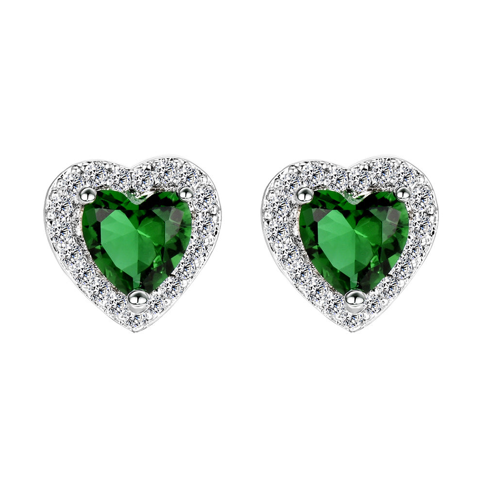 Heart-shaped Zircon Stud Earrings For Women