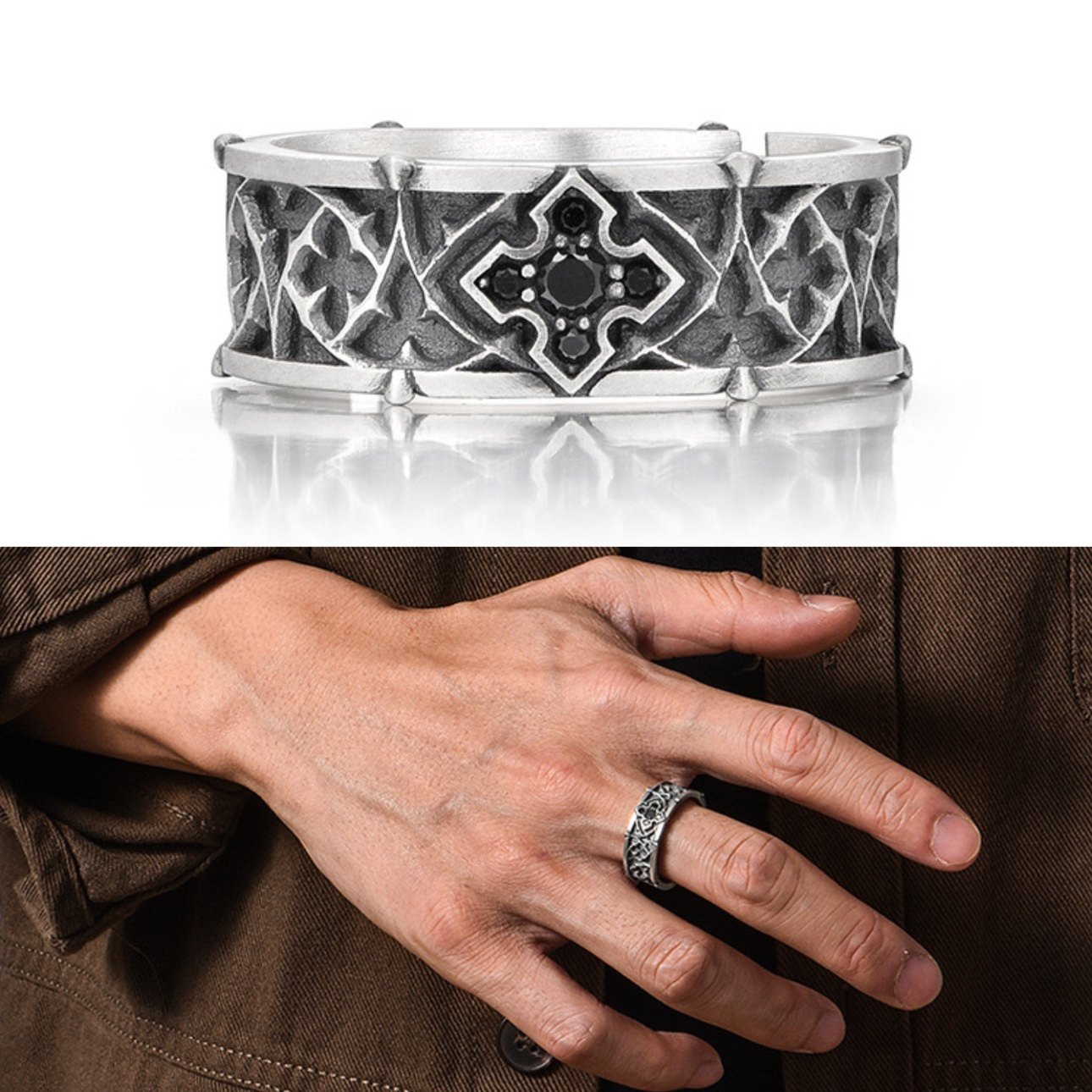 Vintage Vintage Men's Niche Adjustable Ring With An Open Mouth