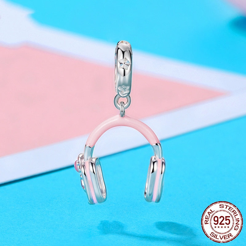 S925 Sterling Silver Original Earphone Pendant Diy Beaded