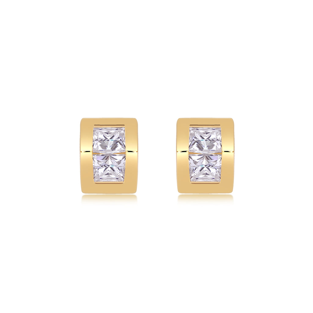 Exclusive - Top-quality Moissanite Luxury And Fashionable Light Luxury Jewelry Silver Stud Earrings S925 Silver Electroplated Gold